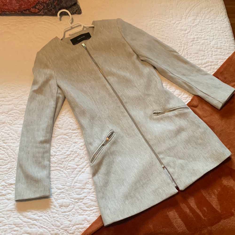 ZARA Basic Herringbone Pattern Blazer Coat